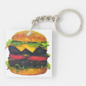 Dubbele Deluxe Hamburger met kaas Sleutelhanger (Achterkant)
