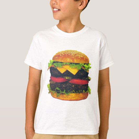 Dubbele Deluxe Hamburger met kaas T-shirt (Voorkant)