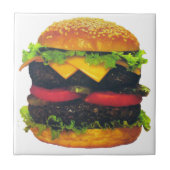 Dubbele Deluxe Hamburger met kaas Tegeltje (Voorkant)