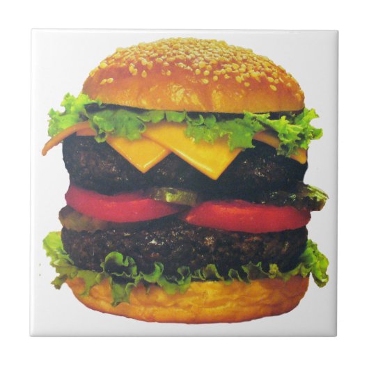 Dubbele Deluxe Hamburger met Kaas Tegeltje (Voorkant)