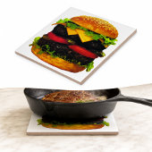 Dubbele Deluxe Hamburger met Kaas Tegeltje