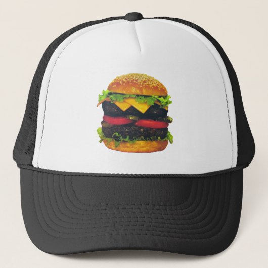 Dubbele Deluxe Hamburger met kaas Trucker Pet (Voorkant)