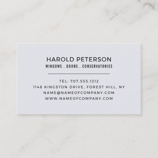 Dubbele deuren, raam- en deurfitter visitekaartje (Achterkant)