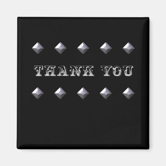 Dubbele Diamant Dank u Magneet ~ zwart en zilver (Voorkant)