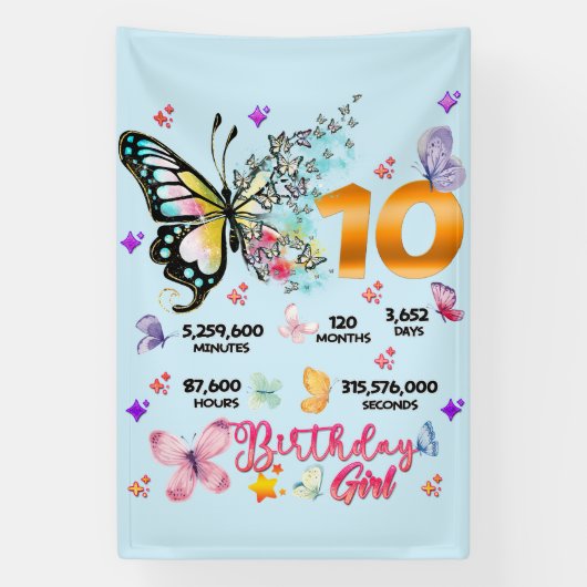 Dubbele dikke vlinder 10 jaar oude vlinders spandoek (Verticaal)