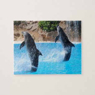 Dubbele dolfijnen met waterval legpuzzel