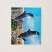 Dubbele dolfijnen met waterval legpuzzel (Verticaal)