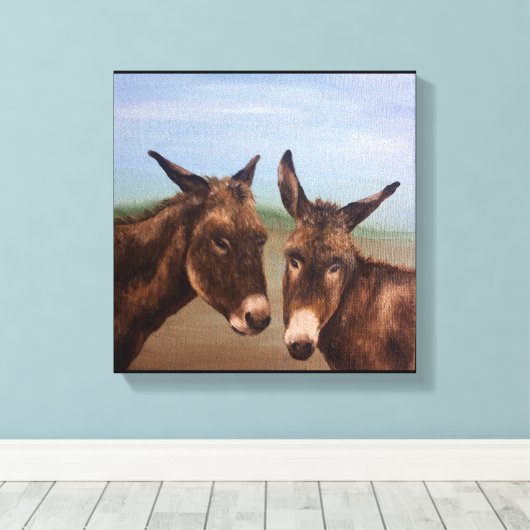 Dubbele Donkey Canvas Afdruk (Insitu (Houten vloer))