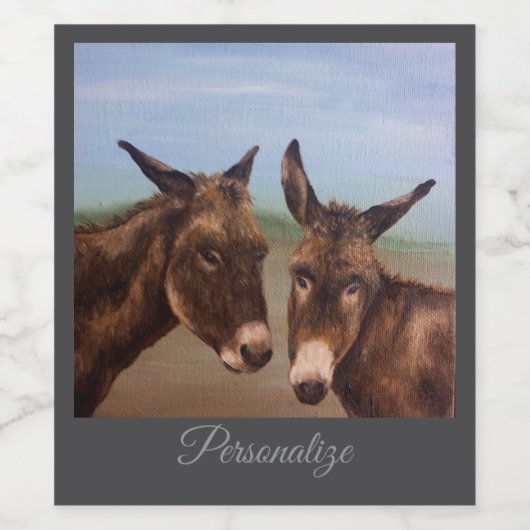 Dubbele Donkey Wijn Etiket (Enkel label)