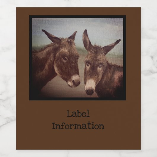 Dubbele Donkey Wijn Etiket (Enkel label)