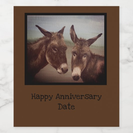 Dubbele Donkey Wijn Etiket (Enkel label)