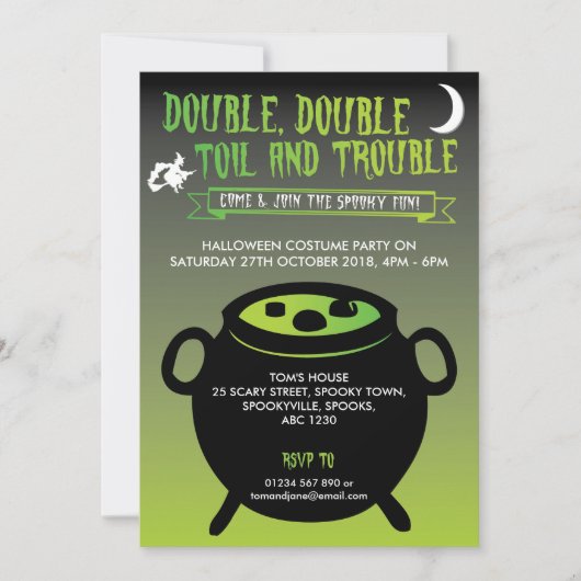 'Dubbele, dubbele toil en problemen' Halloween-uit Kaart (Voorkant)