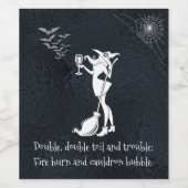 Dubbele dubbele wol en Trouble Wine Witch Wijn Etiket (Enkel label)