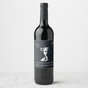Dubbele dubbele wol en Trouble Wine Witch Wijn Etiket