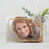 Dubbele dunne gouden fotolijst afstudeerinformatie aankondiging (Staand voorkant)