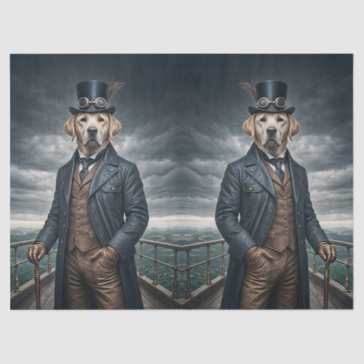 Dubbele Elegante Victoriaans Steampunk Lab Dog Art Tissuepapier (Voorkant)