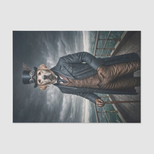 Dubbele Elegante Victoriaans Steampunk Lab Dog Art Tissuepapier (Voorkant)