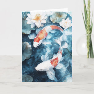 Dubbele Elegantie van Koi en Lotusreflecties Kaart