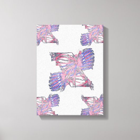 Dubbele entiteiten Roze en Blauwe Abstract Canvas Afdruk (Voorkant)