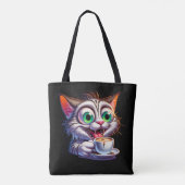 Dubbele Expresso Cat Cartoon Tote Bag (Achterkant)