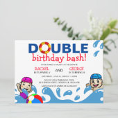 Dubbele feestdag | Kinder partij voor de geboorte Kaart (Staand voorkant)