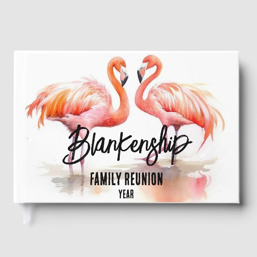 Dubbele Flamingo Familie Reünie Party Essential Gastenboek (Voorkant)