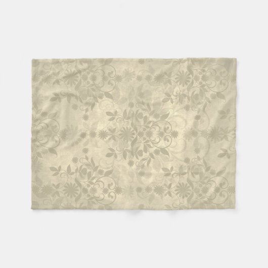 Dubbele Floral Damask Neutral Warm Cream Tan Fleece Deken (Voorkant (Horizontaal))