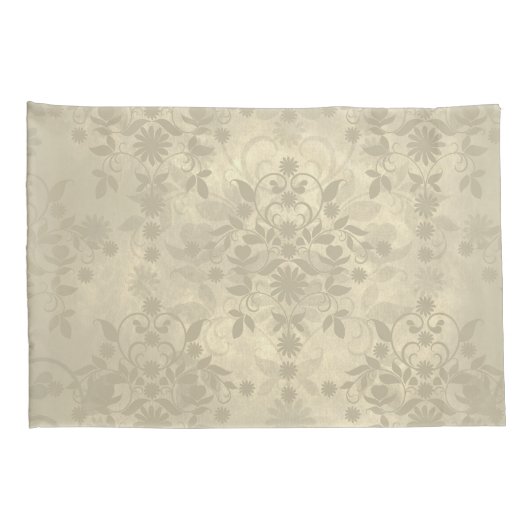 Dubbele Floral Damask Neutral Warm Cream Tan Kussensloop (Achterkant-Rechts)