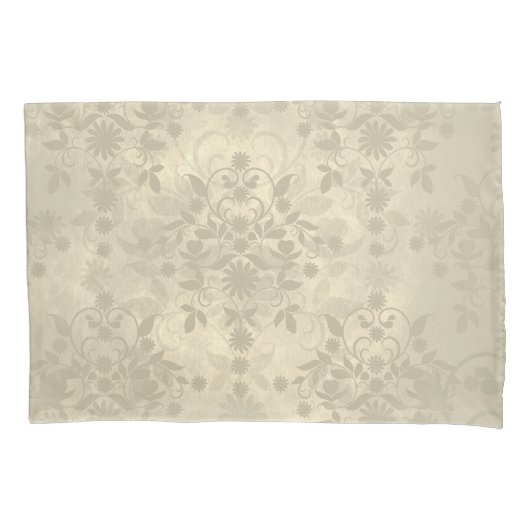 Dubbele Floral Damask Neutral Warm Cream Tan Kussensloop (Voorkant-Links)