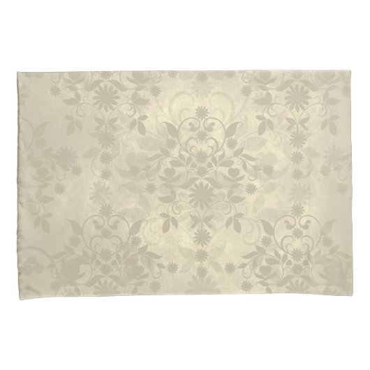 Dubbele Floral Damask Neutral Warm Cream Tan Kussensloop (Voorkant-Rechts)