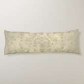 Dubbele Floral Damask Neutral Warm Cream Tan Lichaamskussen (Achterkant)