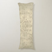 Dubbele Floral Damask Neutral Warm Cream Tan Lichaamskussen (Voorkant Verticaal)