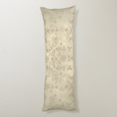 Dubbele Floral Damask Neutral Warm Cream Tan Lichaamskussen (Achterkant (Verticaal))