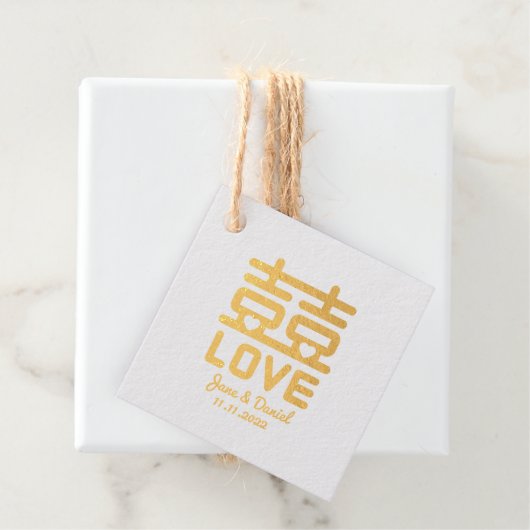 Dubbele Folie van het Wiggen van Geluk Bedankjes Labels (Met doos)