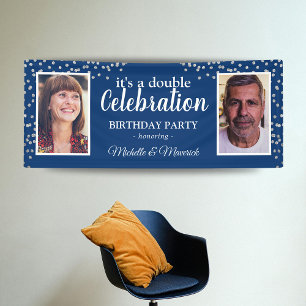 Dubbele foto 2 persoons verjaardagsfeest banner