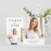 Dubbele foto | Afstuderen klas van 2026 Aankondiging (Staand voorkant)