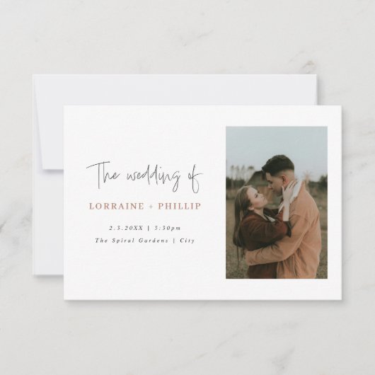 Dubbele foto eenvoudige bruiloft uitnodiging (Voorkant)