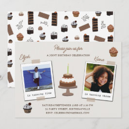 Dubbele foto gezamenlijke verjaardag chocolade the kaart