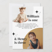 Dubbele foto gezamenlijke verjaardagsuitnodiging kaart (Voorkant)