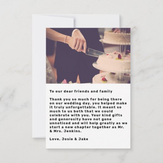 Dubbele foto groot en gedurfd bruiloft bedankt voo kaart (Achterkant)