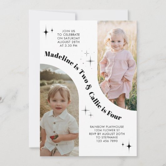 Dubbele foto Joint Arch Verjaardag Uitnodiging (Voorkant)