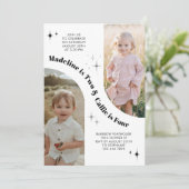 Dubbele foto Joint Arch Verjaardag Uitnodiging (Staand voorkant)