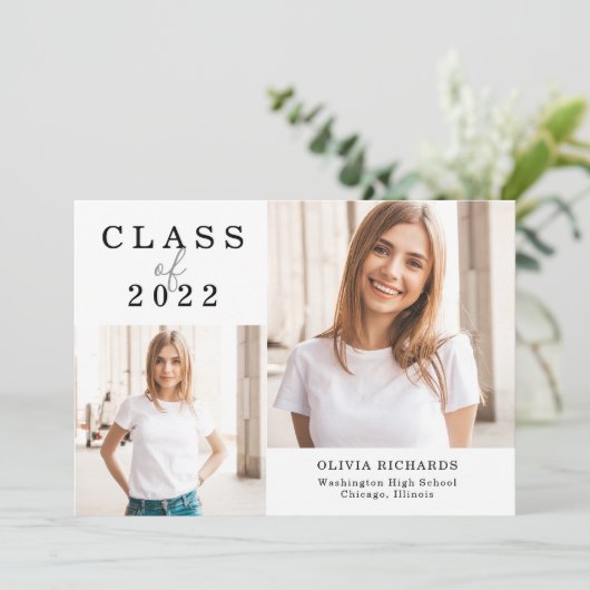 Dubbele foto | Klasse 2022 Afstuderen Aankondiging (Staand voorkant)