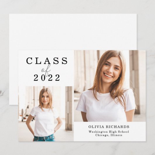 Dubbele foto | Klasse 2022 Afstuderen Aankondiging (Voorkant / Achterkant)