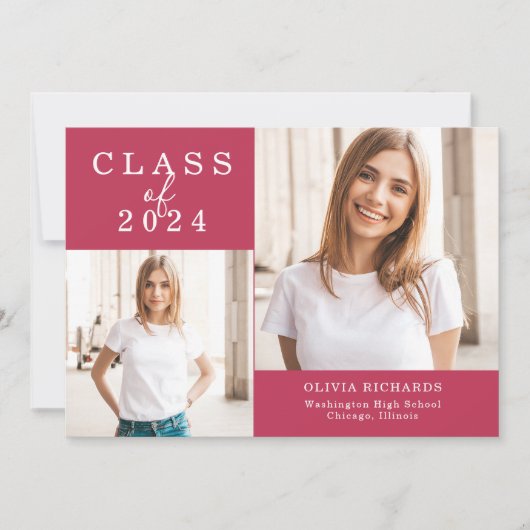 Dubbele foto | Klasse 2023 Afstuderen Aankondiging (Voorkant)