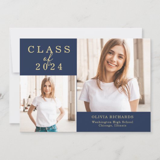 Dubbele foto | Klasse 2023 Afstuderen Aankondiging (Voorkant)