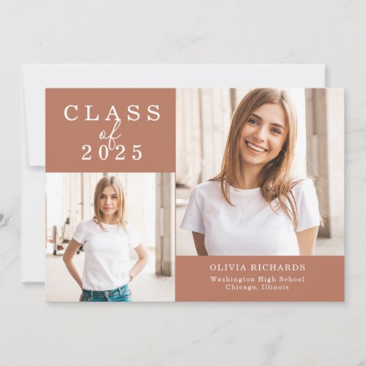 Dubbele foto | Klasse 2025 Afstuderen Aankondiging (Voorkant)