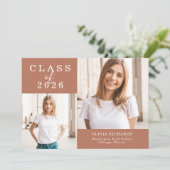 Dubbele foto | Klasse 2025 Afstuderen Aankondiging (Staand voorkant)