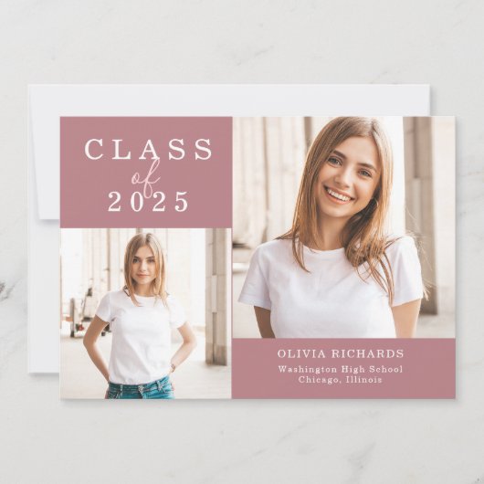Dubbele foto | Klasse 2025 Afstuderen Aankondiging (Voorkant)
