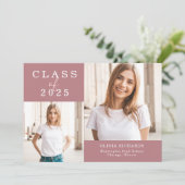 Dubbele foto | Klasse 2025 Afstuderen Aankondiging (Staand voorkant)